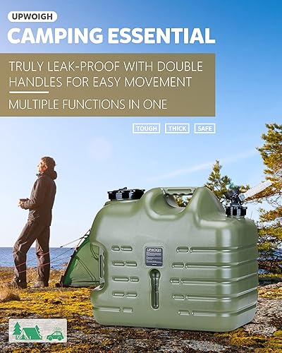 Miniatura 4 de UPWOIGH Contenedor de agua para campamento, jarra de agua grande de 6.6 galones (25 litros), almacenamiento de agua verdaderamente sin fugas, tanque