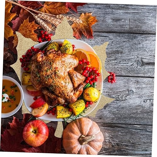 Miniatura 5 de Abaodam 12 manteles individuales de Acción de Gracias, de papel de calabaza, hojas doradas, hojas de otoño, palcemat para el hogar, manteles