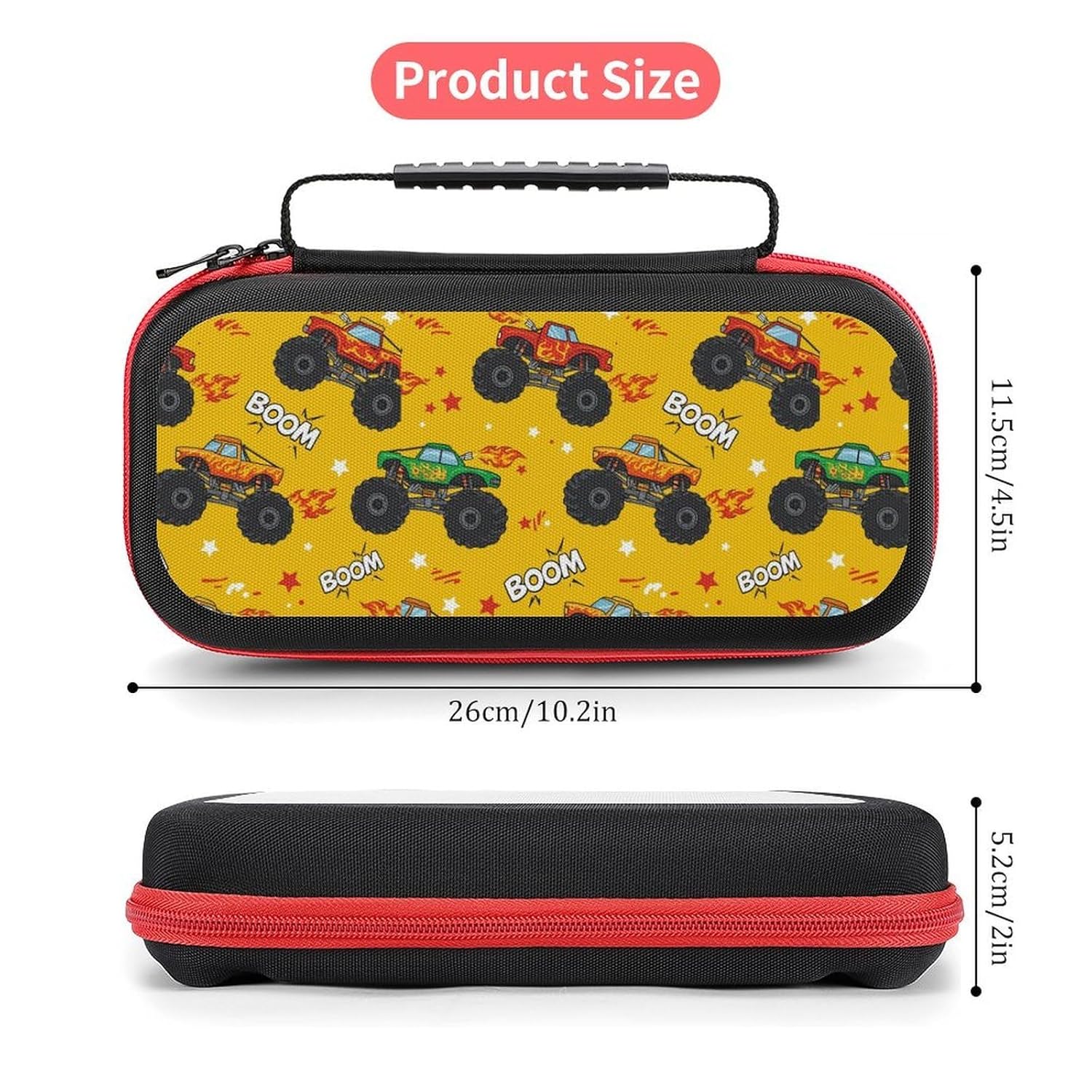AoHanan Monster Truck Cartoon Switch Carrying Game Case with 20 Games Cartridges Hard Shell Travel Protection Case for Switch Console & Accessories