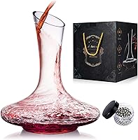 SHIGOO Hand-Blown Lead-Free Crystal Wine Decanter 1200ml with Cleaning Beads - Red Wine Aerator Carafe Gift