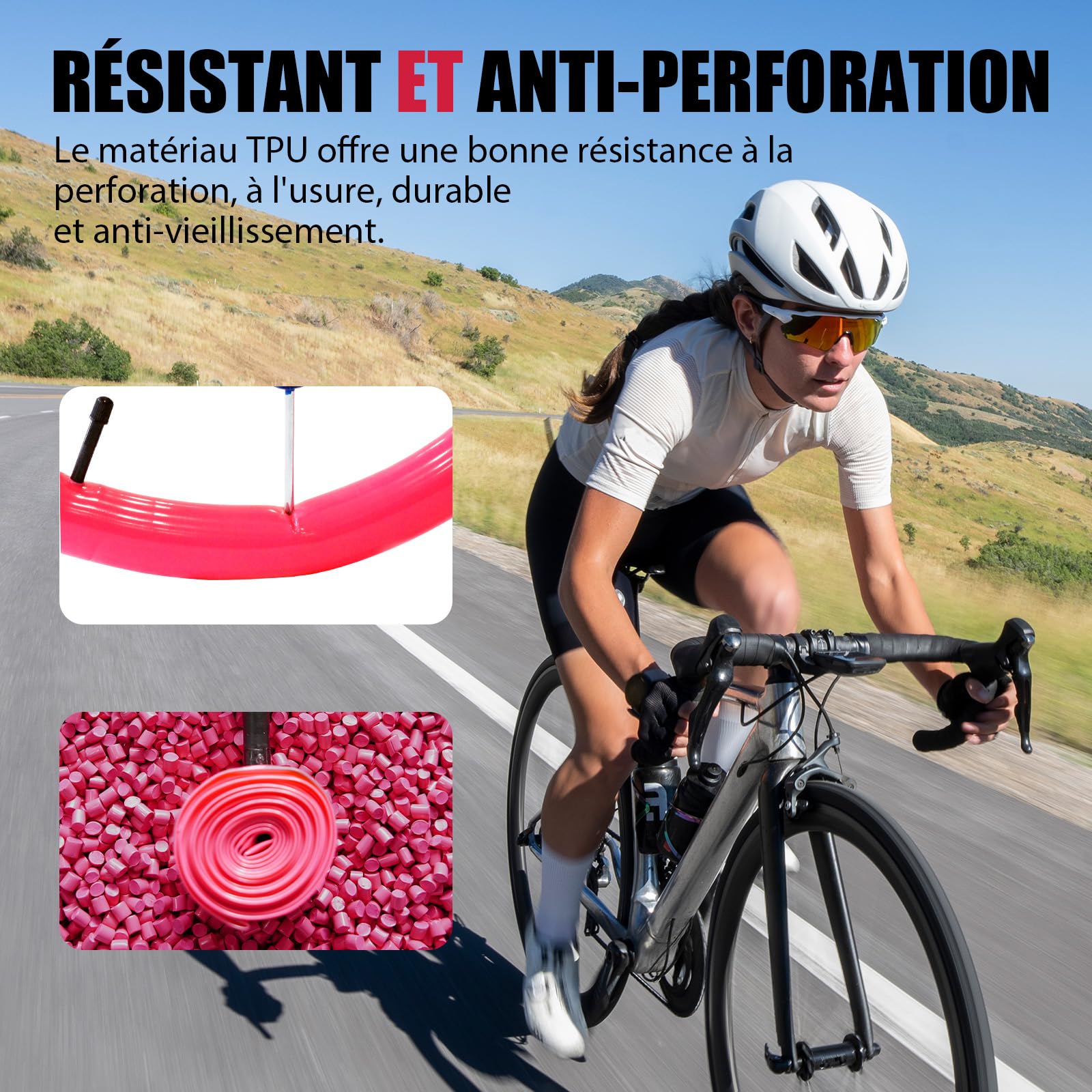 RideNow Lot de 2 chambres à air en TPU pour vélo de course/Gravel Bikes 700 x 32-47C, pour VTT électrique, 27", 28", 29", ultra légère, avec valve Presta 45/65 mm