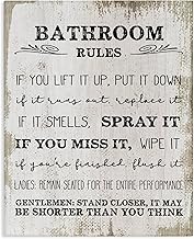 Stupell Industries Bathroom Rules Funny Word Wood Textured Design Decorative Wall Hangings, 16 x 20, Multi-Color