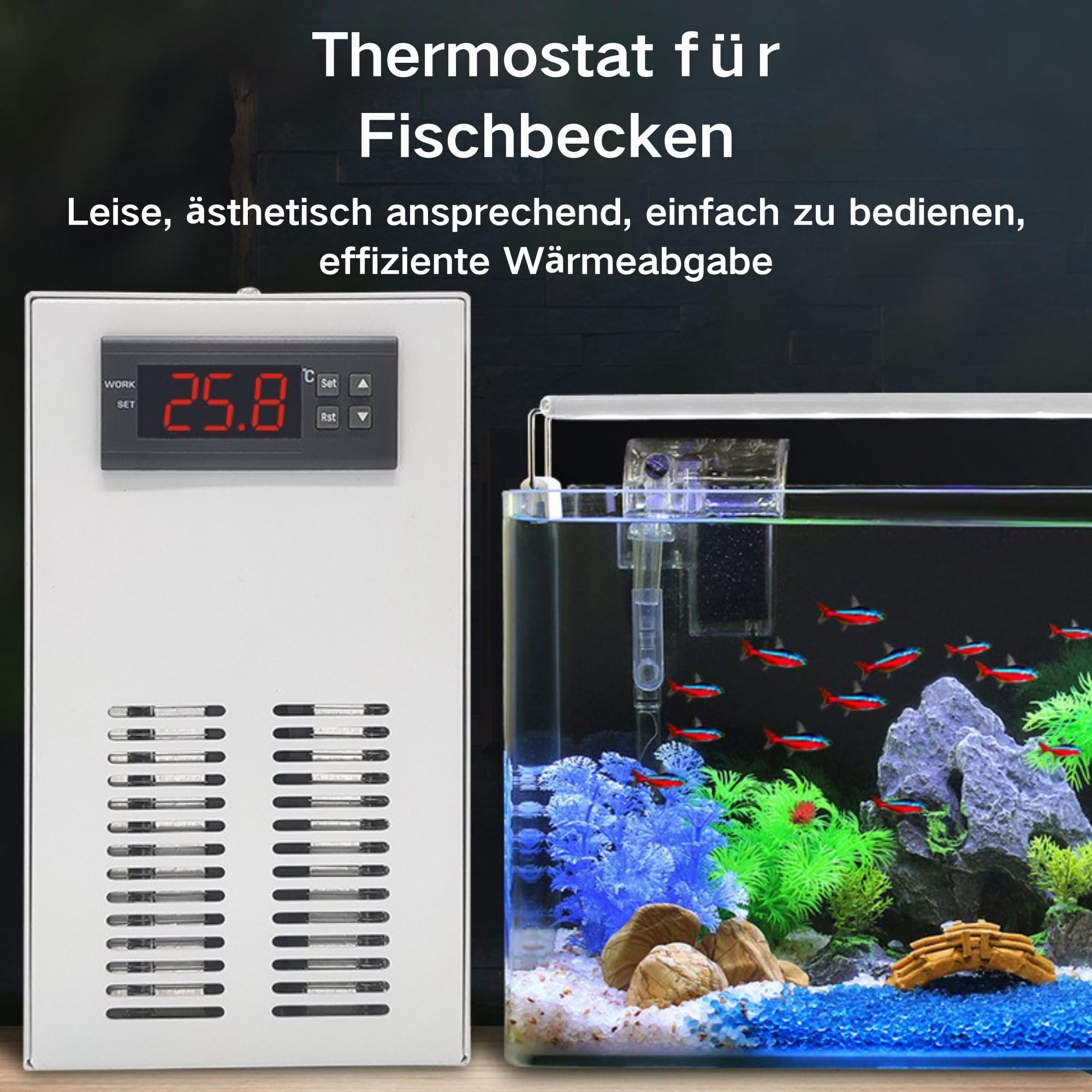 Refrigeratore D'acqua per Acquario, Funzionamento Silenzioso 2 in 1, Regolazione Rapida del Raffreddamento, del Raffreddamento e del Riscaldamento per Acquario ≤20 Litri con
