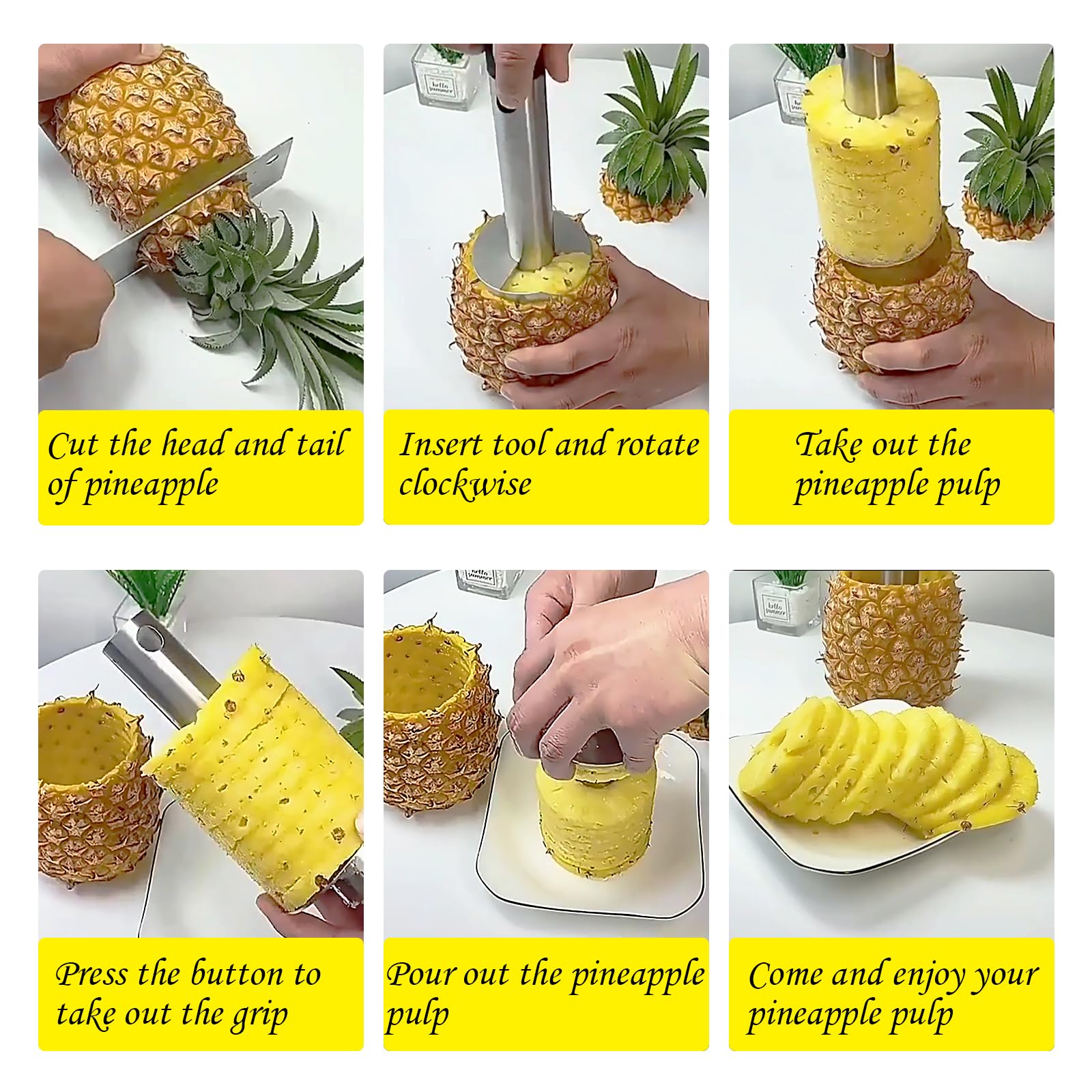 MEGAVOW Taglia Ananas, Taglierino per Ananas, Sbuccia Ananas Taglia Frutta Acciaio Inox, Strumento da Cucina con 2 pezzi Clip per la Rimozione dell'Occhio Ananas