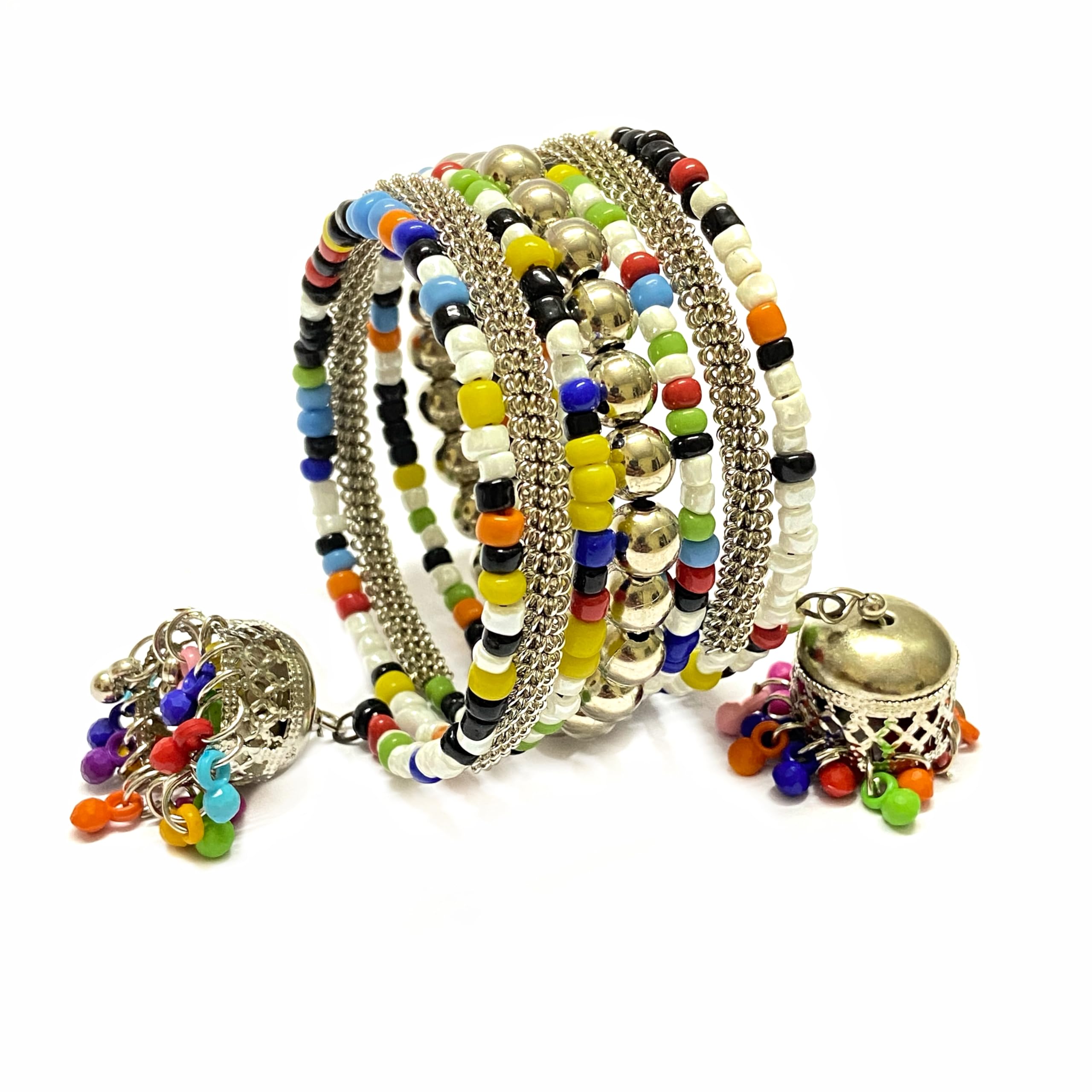 See full amazon price history chart for Ushaworks Multi 7 ring spring bracelet Bangle with Jhumki charms for Girls and women (pack of 1) Ushaworks Multi 7 ring spring bracelet Bangle with Jhumki charms for Girls and women (pack of 1) (B0DBRFZTN7) Amazon Price History, Amazon Price Tracker