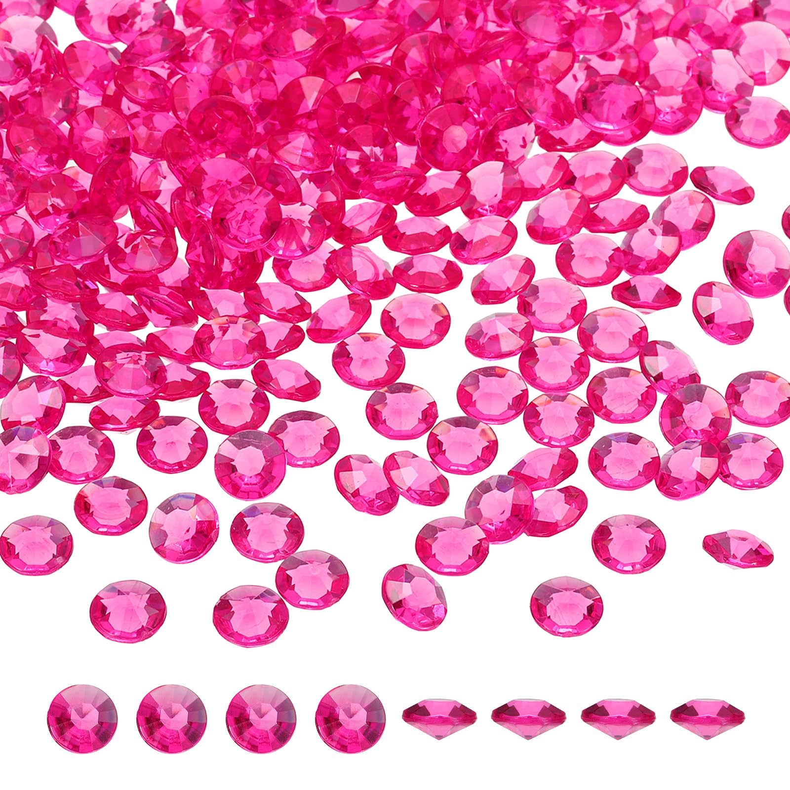 sourcing map 1000 Pcs Wedding Table Scatter Confetti Fake Crystals, Acrylic Diamonds Rhinestones Vase Fillers Gems for Crafts, Table Centerpiece Decor, Bridal Shower Party (Rose Red, 8mm)