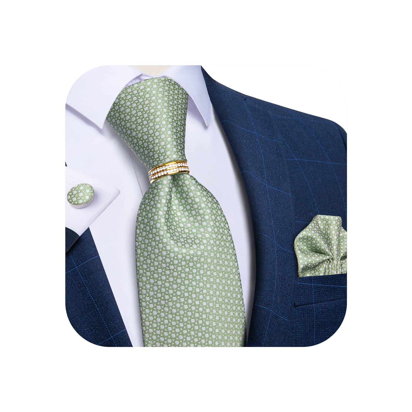 Set Cravatta Uomo Elegante Con Gemelli E Fazletto - Regalo Matrimonio Perfetto - Foto 3