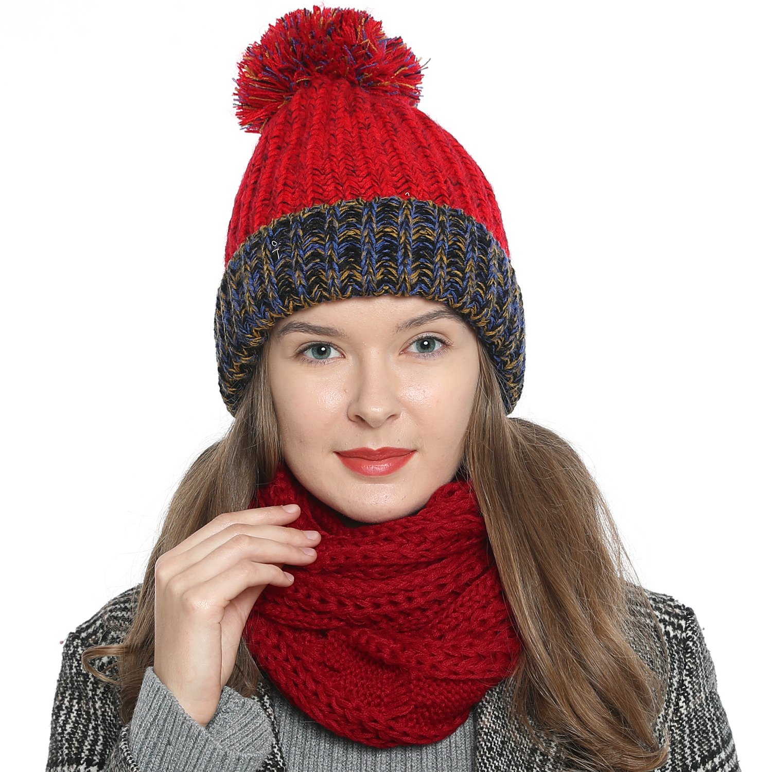 DonDon Loop Schal Damen Winter Schlauchschal Winterschal Wollschal warm und weich
