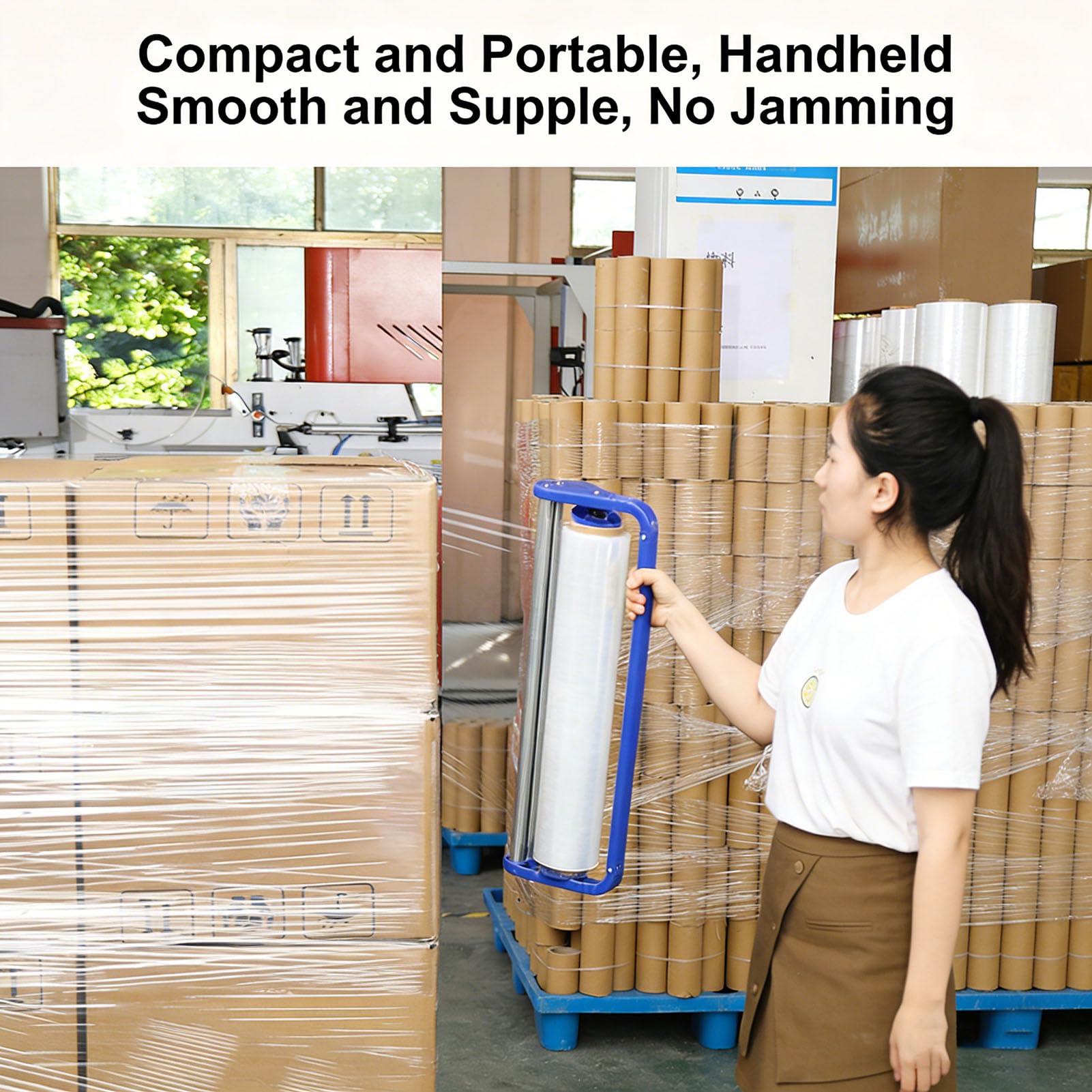 Stretchfolien-Spender, Handstretchwickelwerkzeug, für 19" Rollen geeignet, Paletten-Stretchfolienverpackungsmaschine, Schrumpffolien-Spenderhalter für Palettenverpackung beim Versand und Umzug