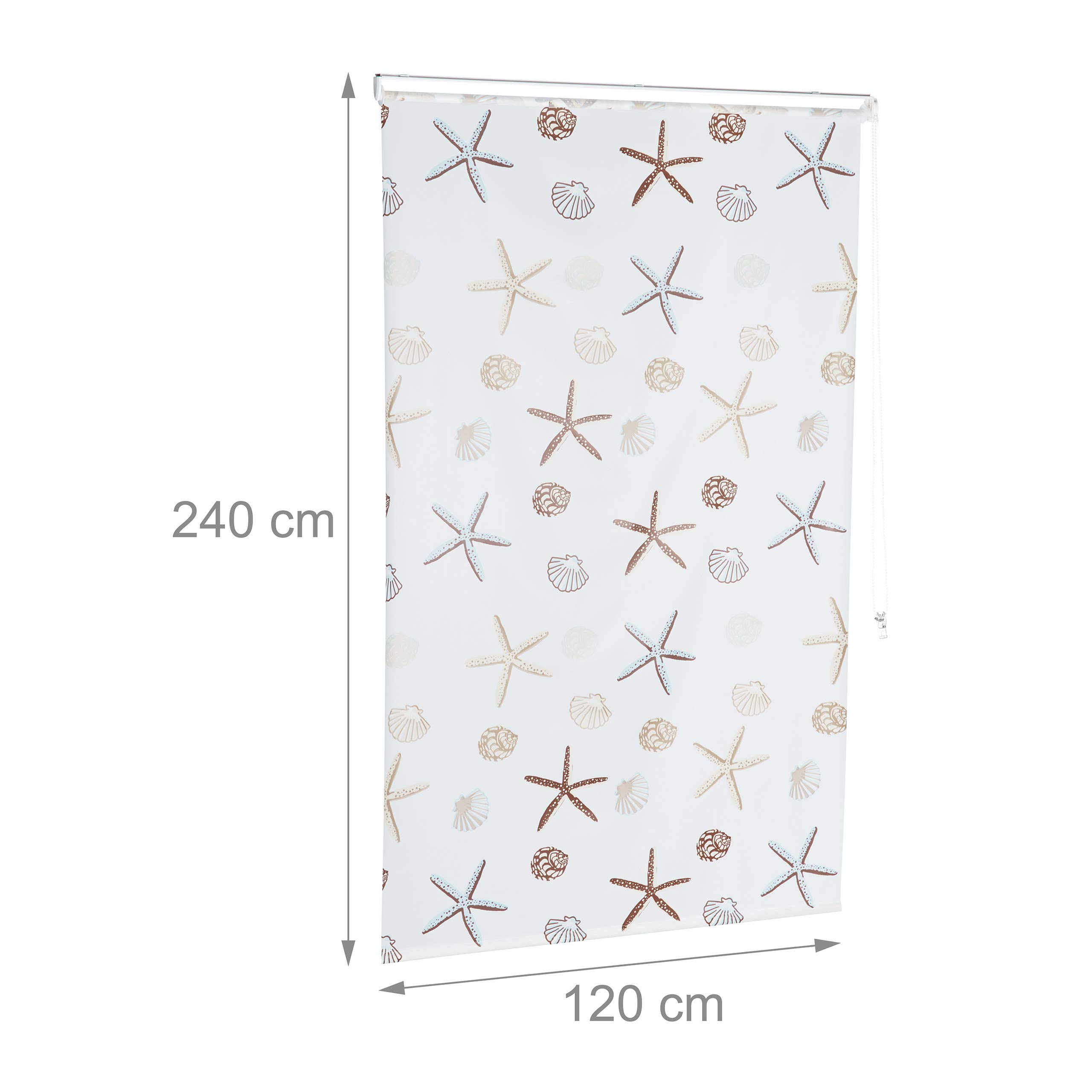 Relaxdays 10026667_1047 Ocean, 120x240 cm, Rideau de douche, baignoire bain store, fixation plafond, semi-transparent, PVC, plastique, aluminium, 240 x 120 x 5 cm