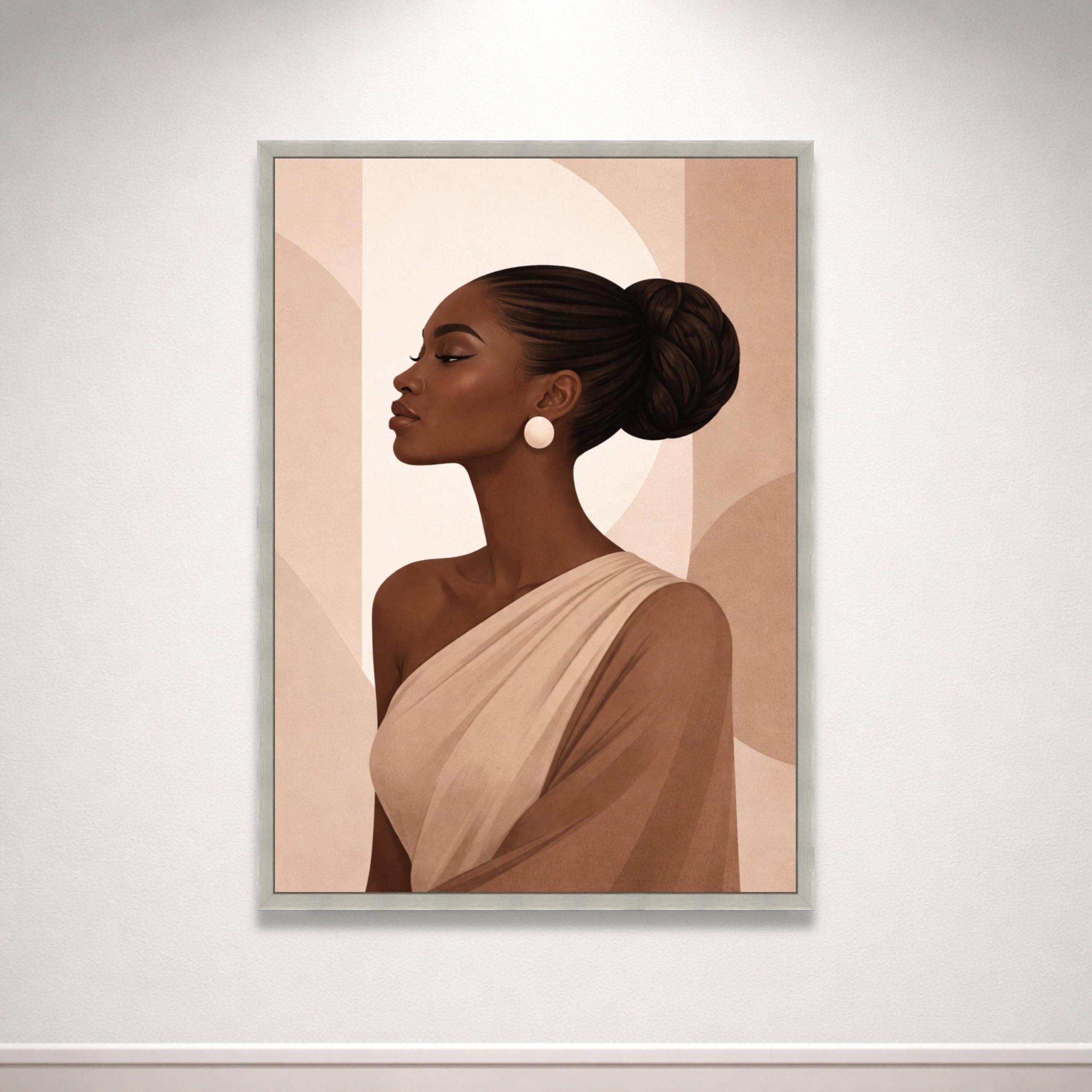 TONGYINLI Elegant Woman Profile Canvas Wall Art, Female Portrait Canvas Painting, Neutral Tones Artwork, Minimalist Home Decor(70x110cm/Frameless)