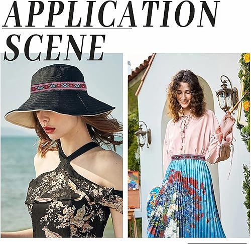 Miniatura 6 de GORGECRAFT Cinta de jacquard étnico de 10.94 yardas, cinta bordada de 34 pulgadas de ancho rojo azul geométrico rombo tejido flecos o bricolaje