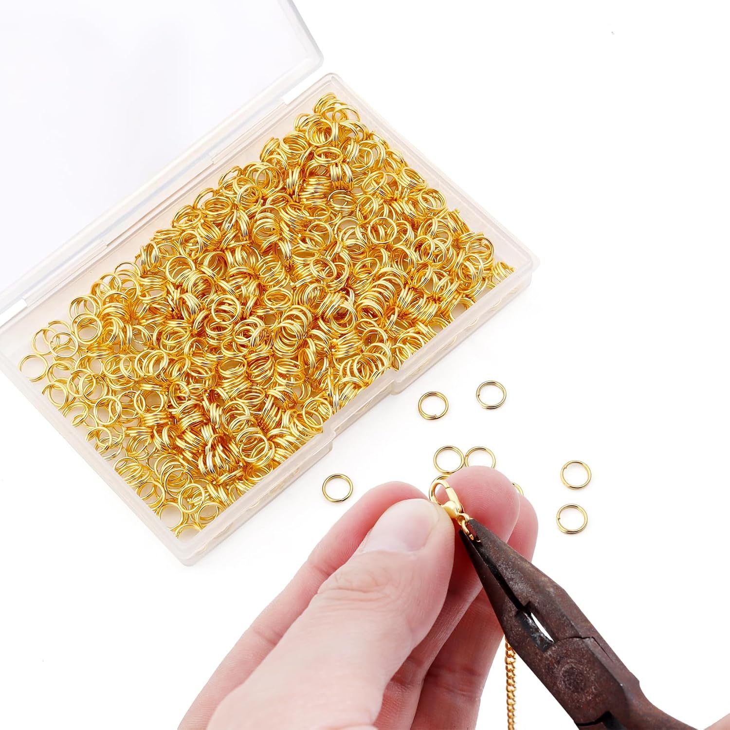 500Pcs Split Rings,Double Loop Jump Ring Sets Split Jump Rings for Jewelry Making,Small O Key Ring Earring Necklace Bracelet Connector for DIY Crafts Making Findings (Gold,8mm)