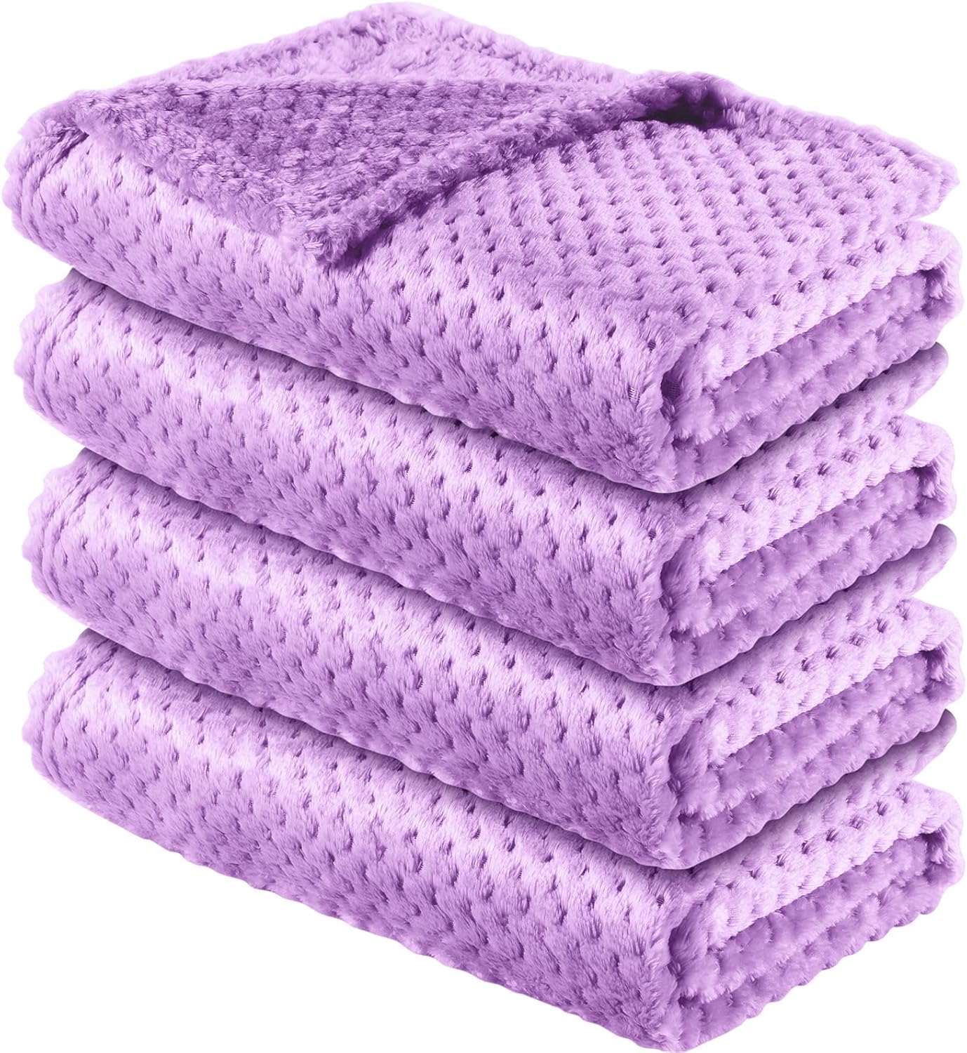 Kenning 4 Pcs Baby Fuzzy Blanket for Boys and Girl Warm Throw Blanket Soft Fleece Toddler Thermal Receiving Fluffy Nursery Swaddling for Bed Crib(24 x 32 Inch,Purple)