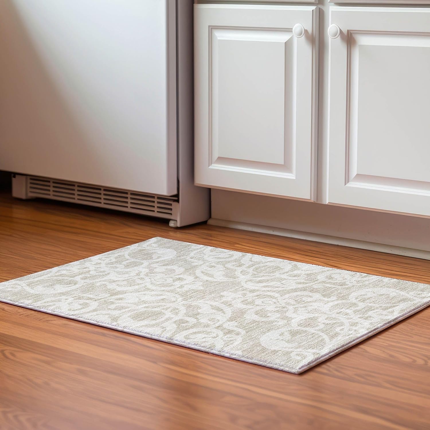 Addison Rugs Mayfield AMF973 Beige 1'8" x 2'6" Indoor Premium Machine Washable Rug, Silky Soft, Easy Clean, Non Shedding, Bedroom, Living Room, Dining Room, Kitchen, Rug