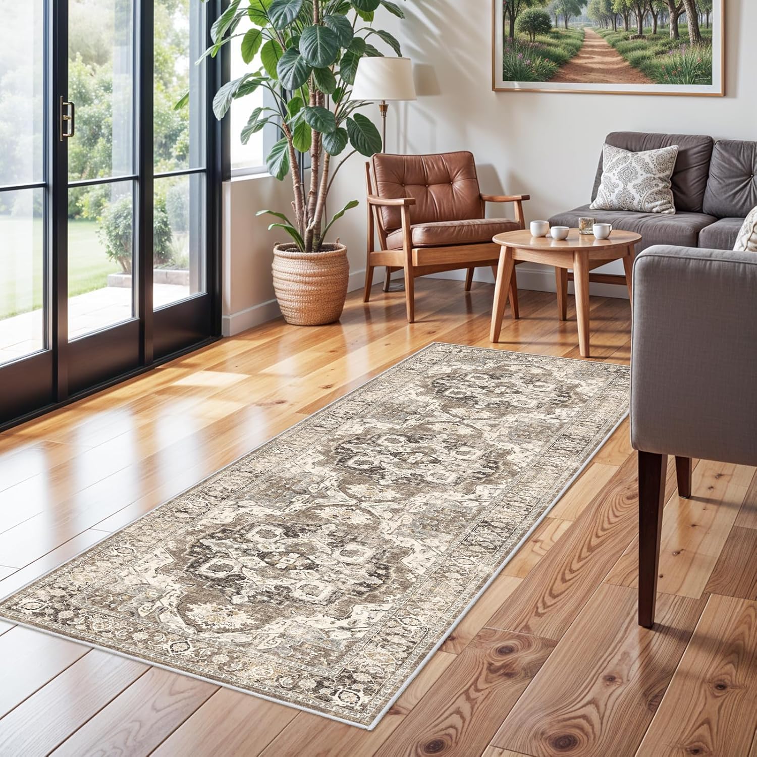 Washable Hallway Runner Rug 2x6: Soft Kitchen Rug Non Slip Rug Runner with Rubber Backing for Living Room Bedroom Bathroom Non Shedding Farmhouse Carpet Runner Rug (Beige, 2X6) - Image 4