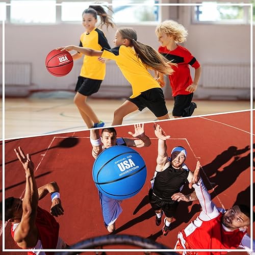 Miniatura 6 de Libima 4 unidades de baloncesto de goma con bomba, tamaño oficial, juego de baloncesto para interiores y exteriores, entrenamiento de práctica,