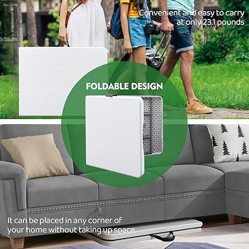 Miniatura 8 de Foldable Table, Plastic 6FT Folding Table, Indoor Outdoor Protable Utility Table with Handle for Party, Camping and Picnic, White