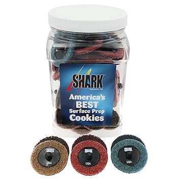 Shark Industries PN-13087 50-Pack Triple Treat Quick Change Surface Prep Conditioning Discs, 2 Diameter Coarse, Medium & Fine Grit for Final Cleaning and Finishing (50 Discs)