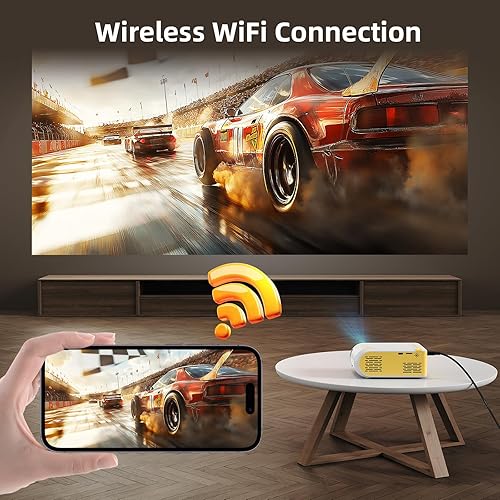 Miniatura 4 de KSAN Mini proyector, proyector con WiFi y Bluetooth, proyector de película de soporte 1080P con altavoz integrado, compatible con teléfono