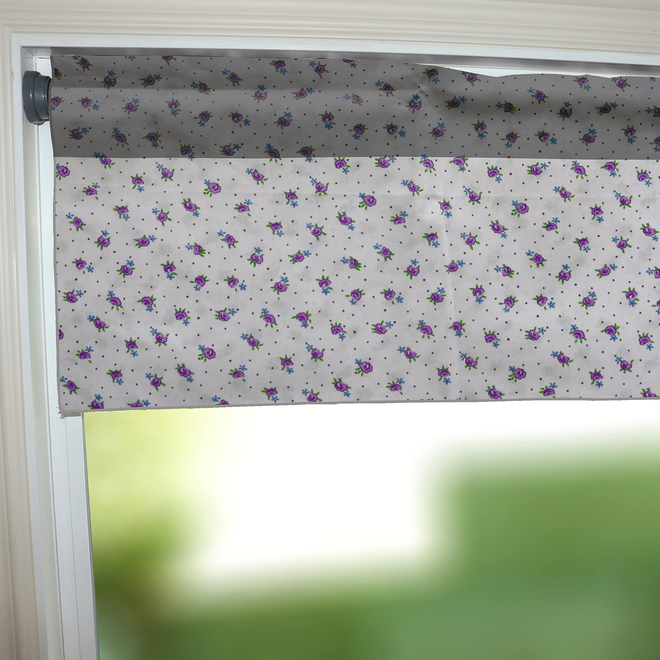 Zen Creative Designs Tiny Flowers and Dots Cotton Window Valance Home Décor Kids Bedroom Nursery Kitchen Window (58