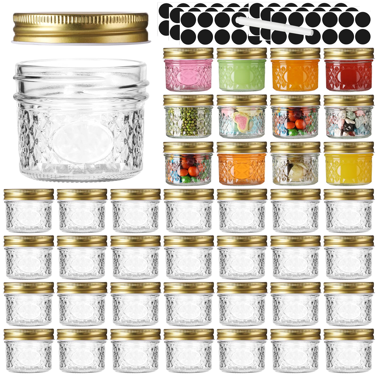 Mcupper 40-Pack 4oz Mason Jars