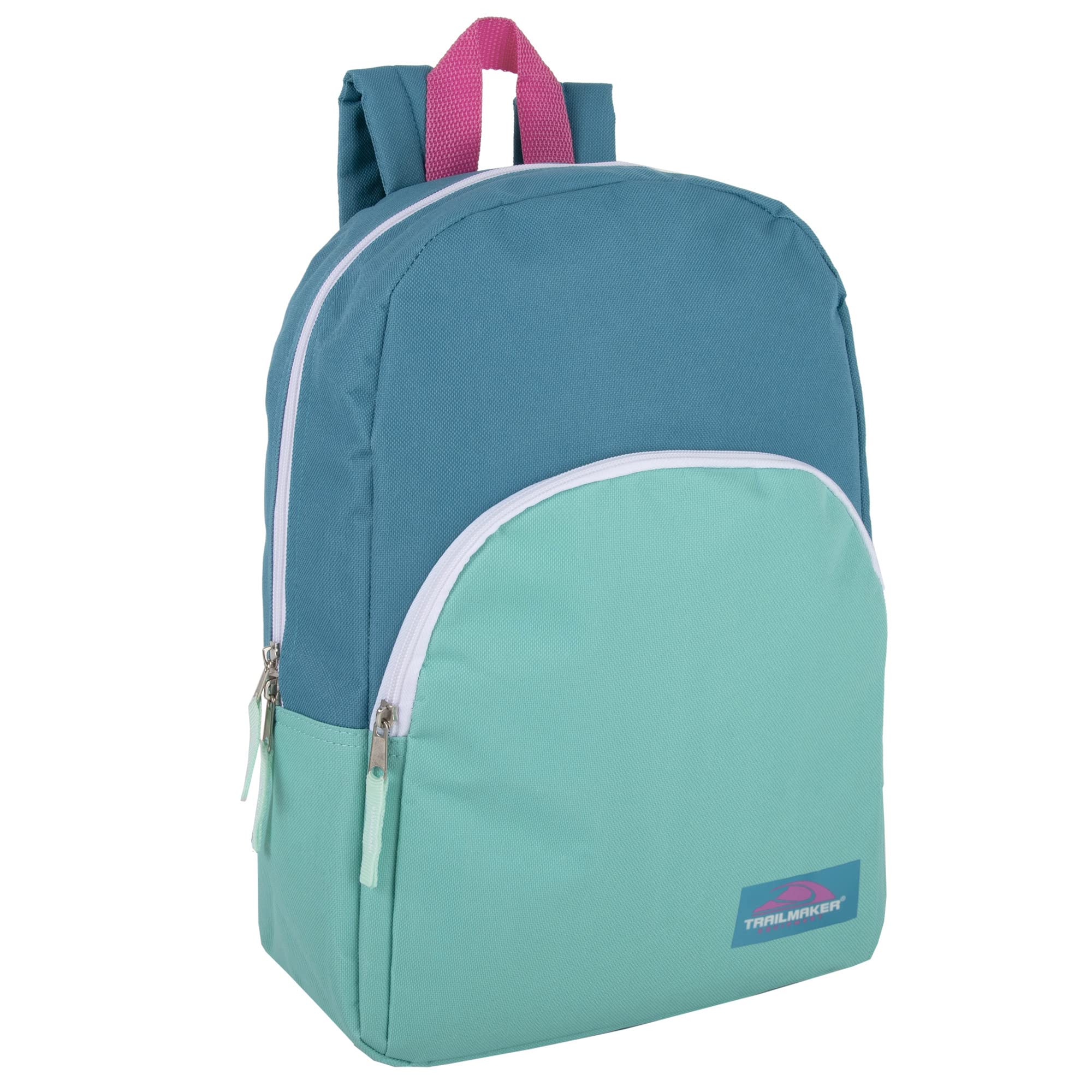 Color Block Backpacks for School Boys and Girls, 15 Inch Two Tone Backpack for Classroom, Work, Travel for Kids and Adults