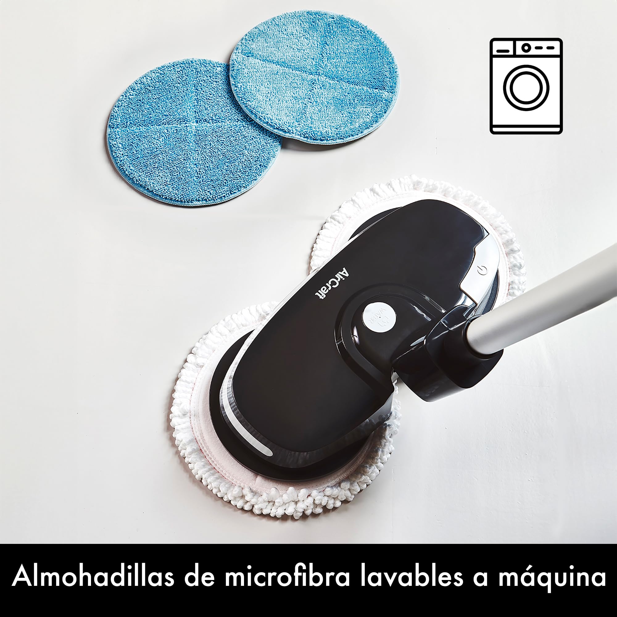 AirCraft Home, PowerGlide Limpiador y Pulidor de Suelos Duros Inalámbrico con 8 Almohadillas, Batería Recargable para Madera, Baldosas, Terrazo y Laminado