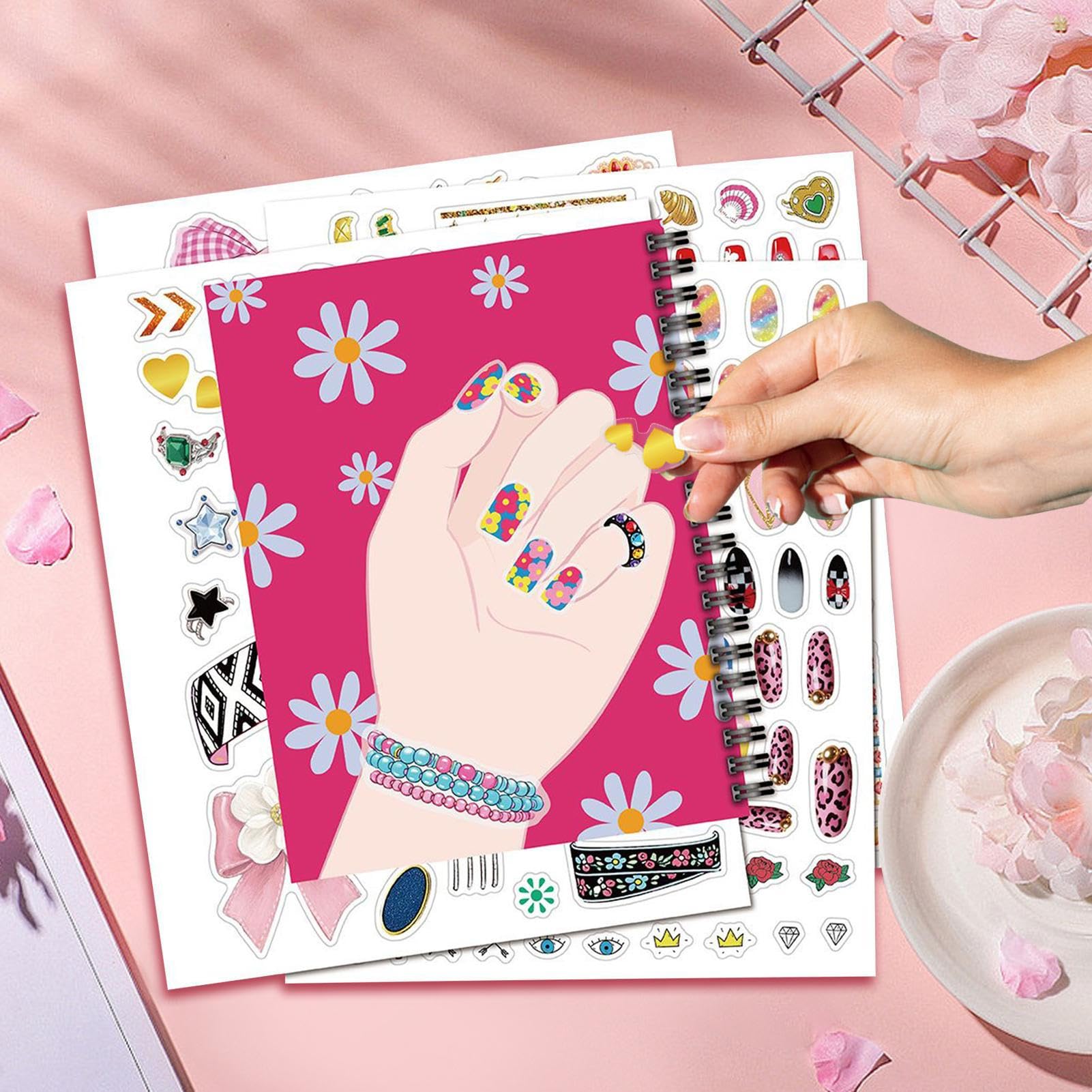 Album Di Adesivi Per Bambine Giocattolo Da Colorare Raccoglitore Design | Libro da Colorare con Unghie per Bambini Per Bambini E Bambine Giovani Adolescenti Casa Scuola Materna Asilo Camera