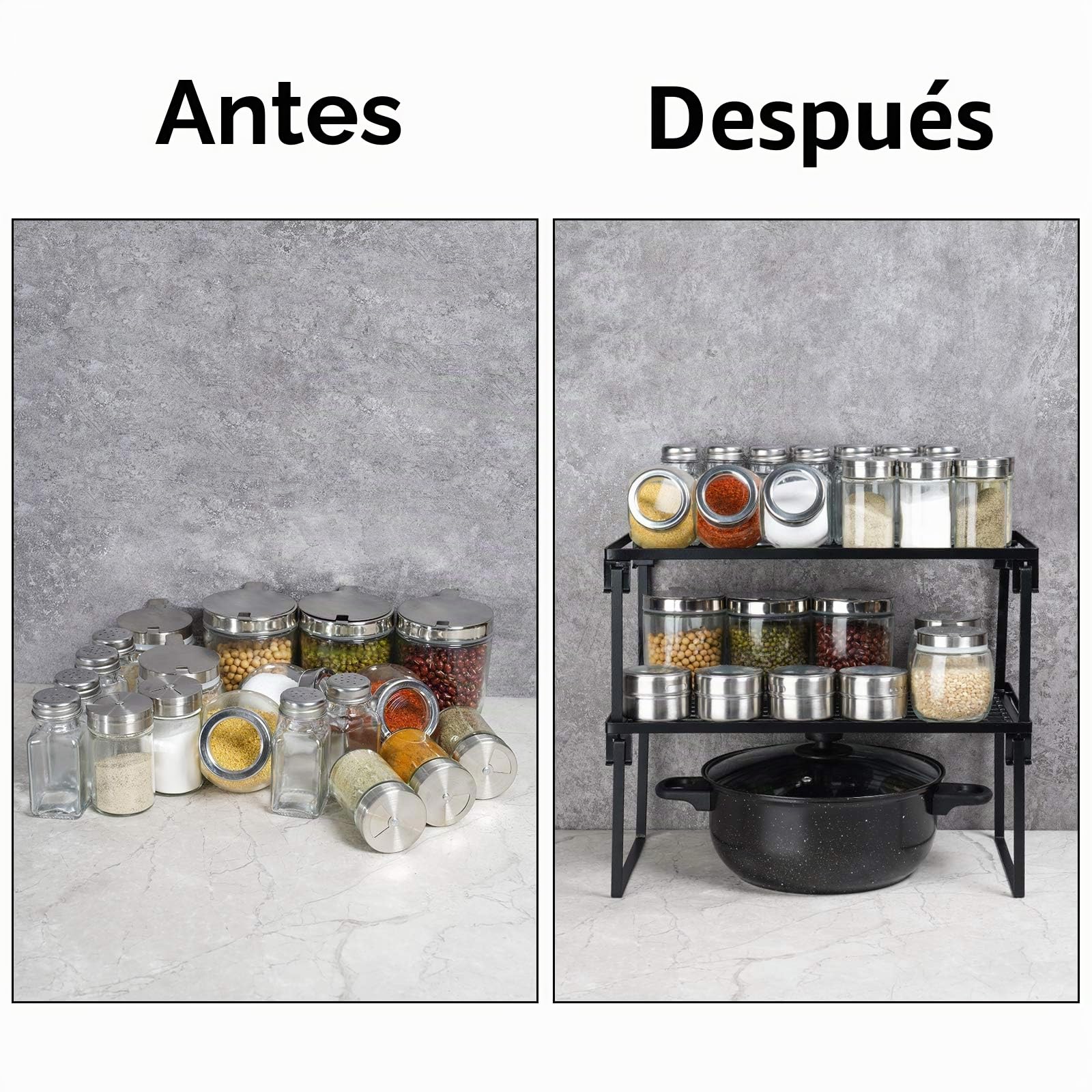 [2 unidades] Estante apilable de almacenamiento de cocina estante de almacenamiento para especias organizador de almacenamiento estantes de cocina mostrador de cocina y estante organizador de gabinete