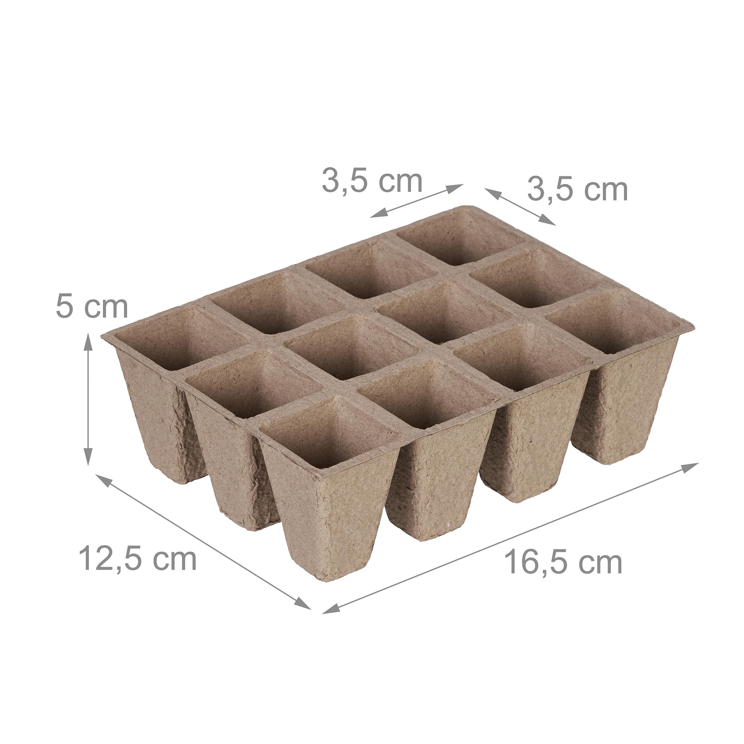 Relaxdays Pot lot Pratique de 192, Accessoires Inclus, pour la Culture, HLP : 5 x 3,5 x 3,5 cm, Marron