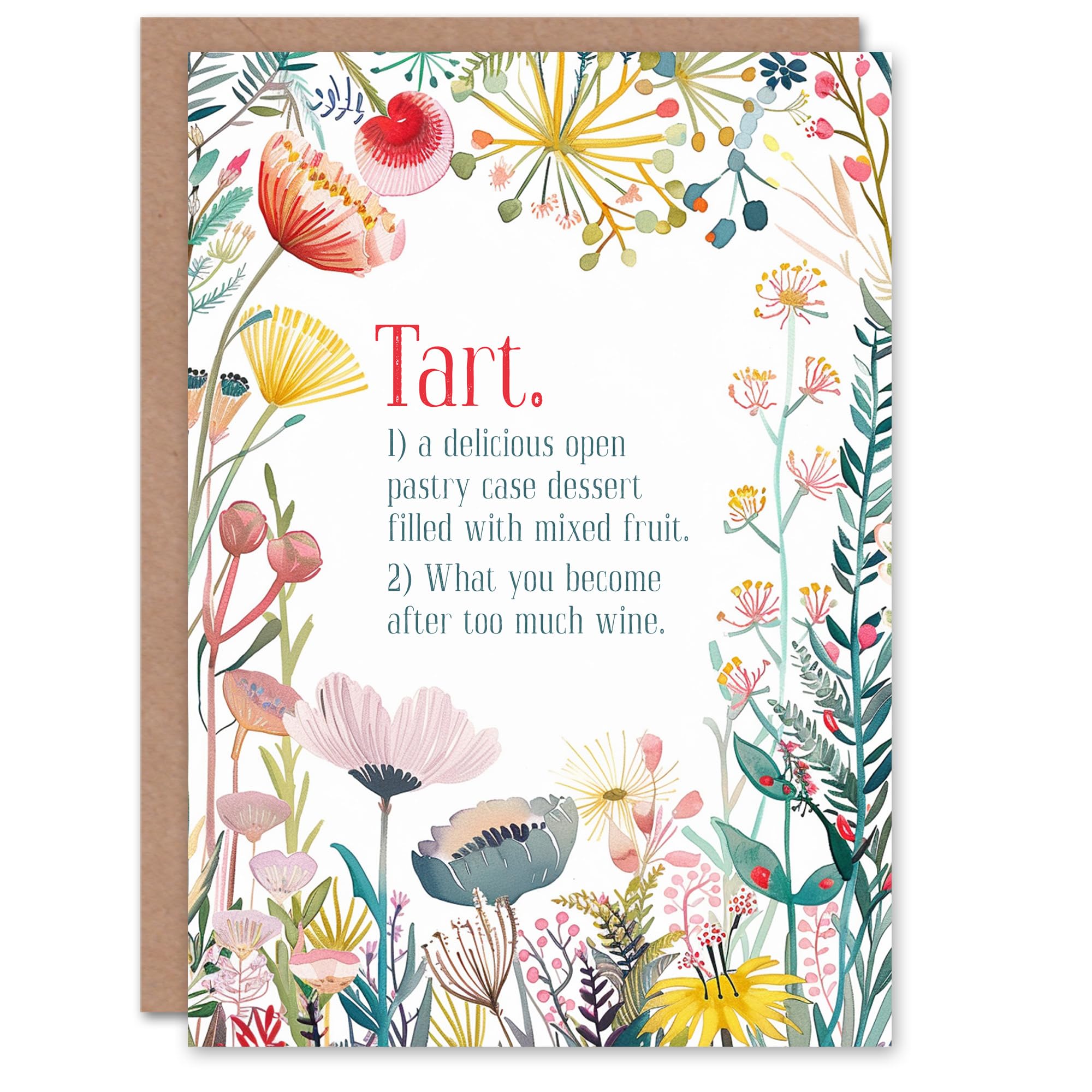 Artery8 Greeting Card Happy Flowers Tart Definition Funny Cheeky For Her Woman Sister Friend Birthday Card