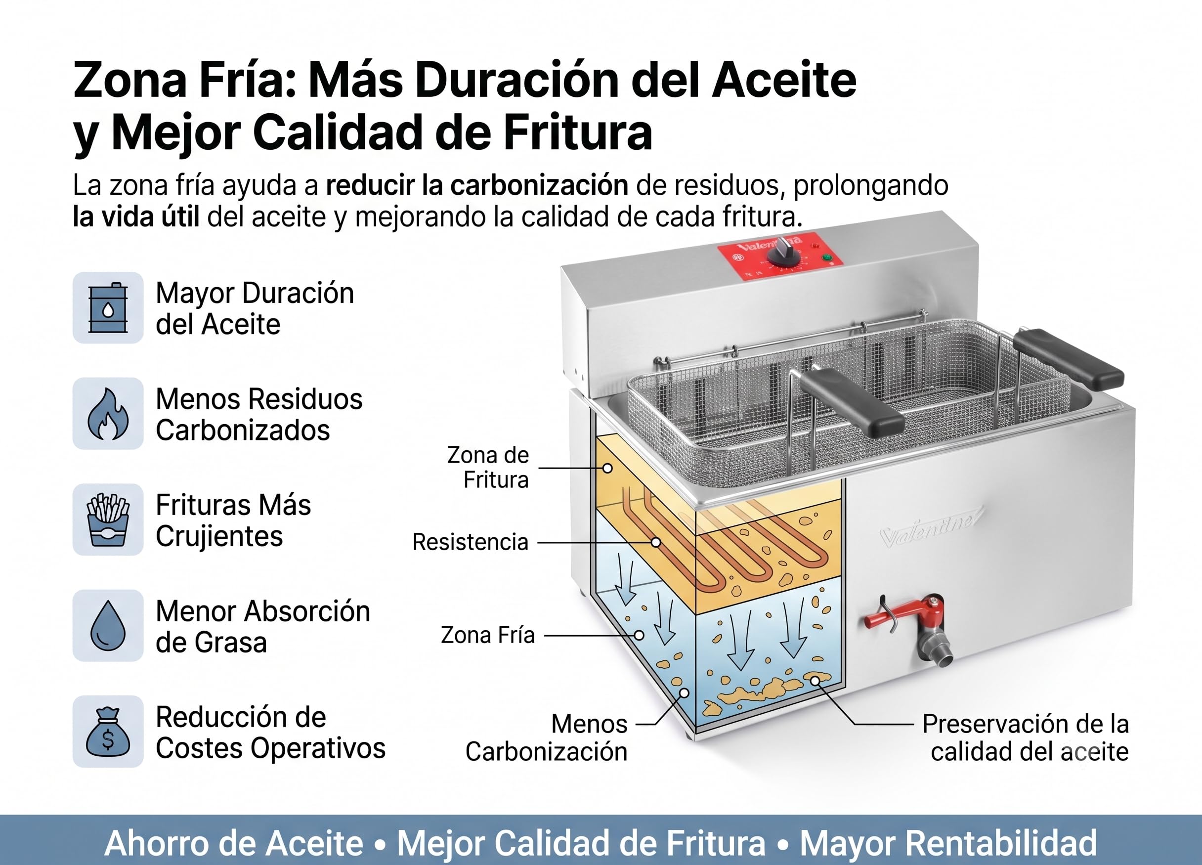 Freidora Industrial 14 Litros Swiss Made | Freidora de Aceite Profesional para Hostelería en Acero Inoxidable con Zona Fría y Alto Rendimiento
