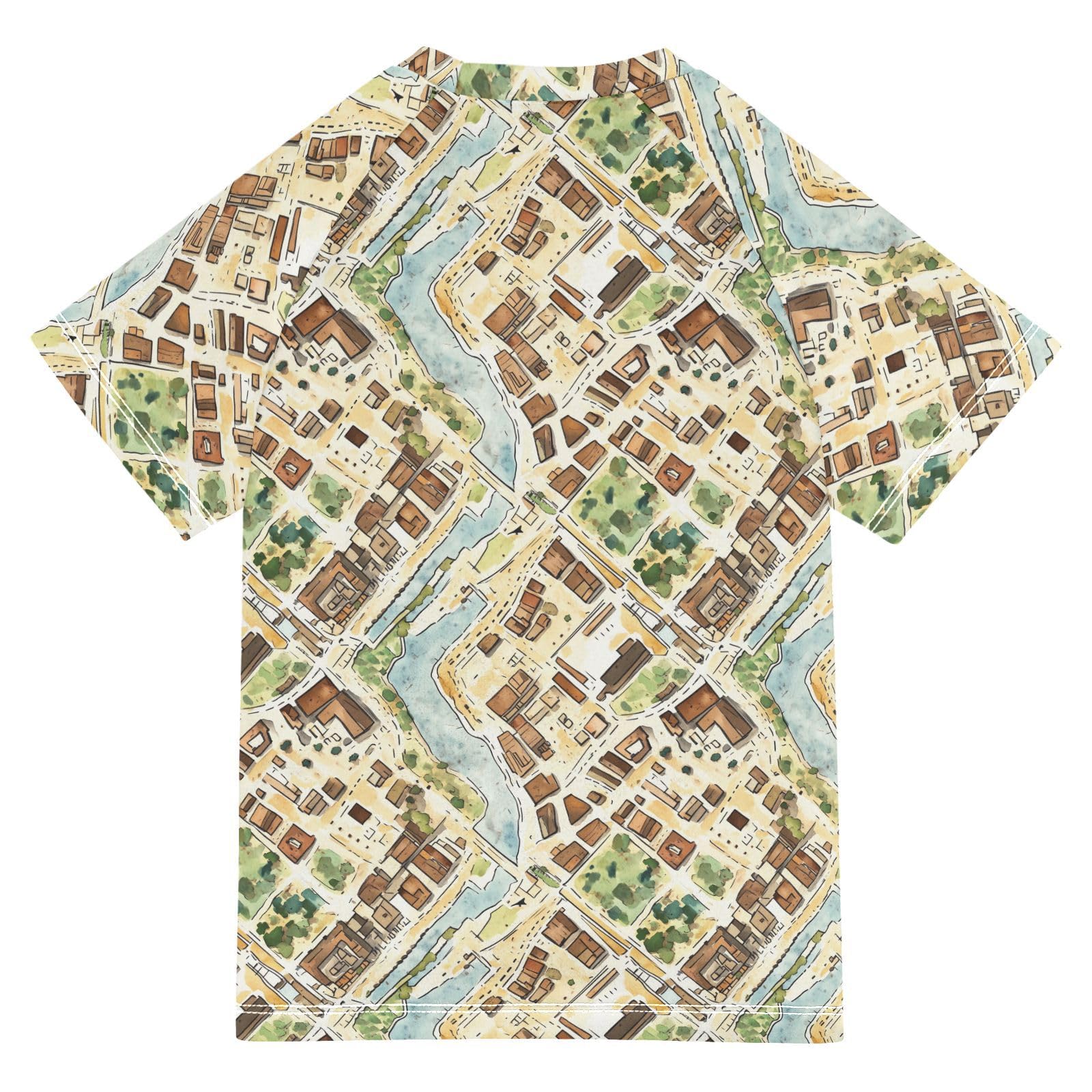 Kids Bathing Suit Short Sleeve Swimsuit for Kids Girls 4T Boho Game Map