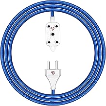 2 Pin and 3 Pin Nylon Thread Male to Female Expandable Electric Wire Extension | 2 pin 3 pin Extension Power Cord - 2.5 Meter | Electric Blue Colour | Pack of 1