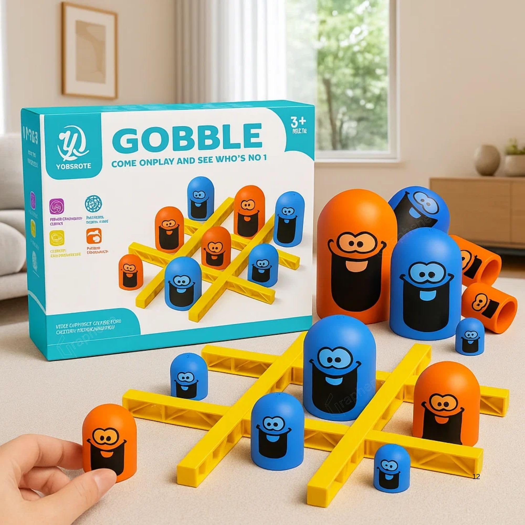 GRAPHENE 3D Tic Tac Toe Board Game Cross & Zero Gobble Learning Toy for Adults Kids Girls Boys Family Fun Strategy Brain Development Stack Mind Challenging Chess 3 4 5+ Year BIS Approved (Multicolor)