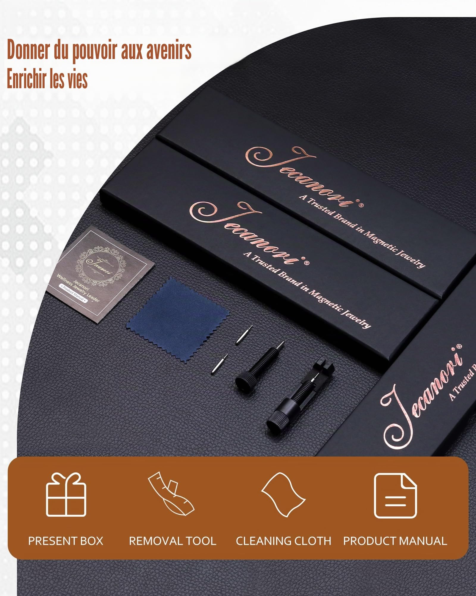 Jecanori Bracelet magnétique en cuivre pur à 99,99 % pour femme, bracelet en cuivre ultra résistant avec boîte cadeau et outil de retrait