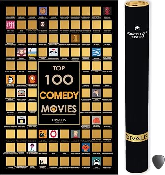 Top 100 Comedy Movies Scratch off Poster - Large Comedies Scratchable Poster - Comedies of all Time Bucket List - Scratchable Checklist Poster - Must See Movie Challenge - Essential Cinema to Watch