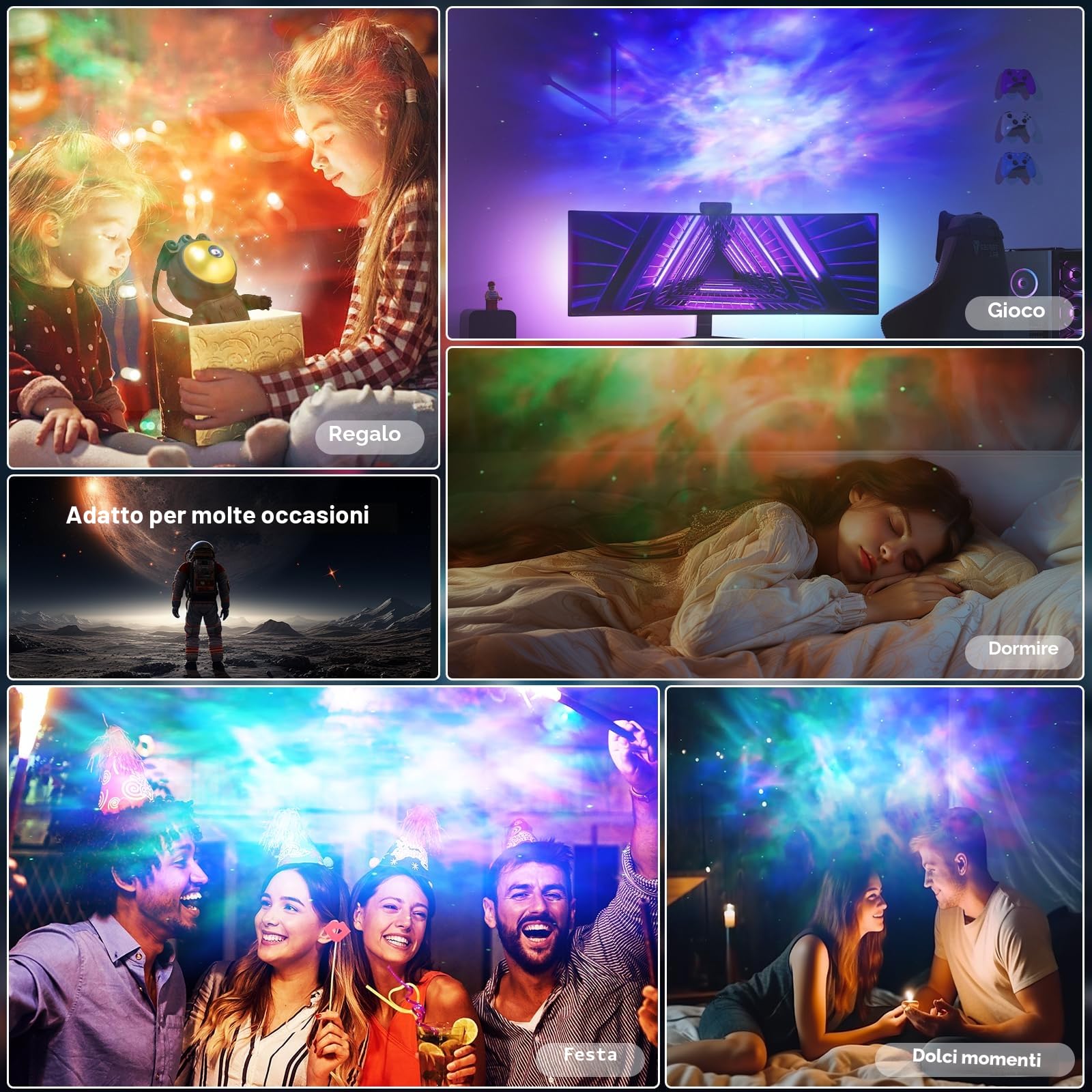 Astronauta Cielo Stellato Galassia Proiettore, Spaceman Galaxy Star Projector Lampada Notturna con Timer, Telecomando, Proiettore Stelle Soffitto Luce per Camera da Letto, Regalo per Bambini e Adulti