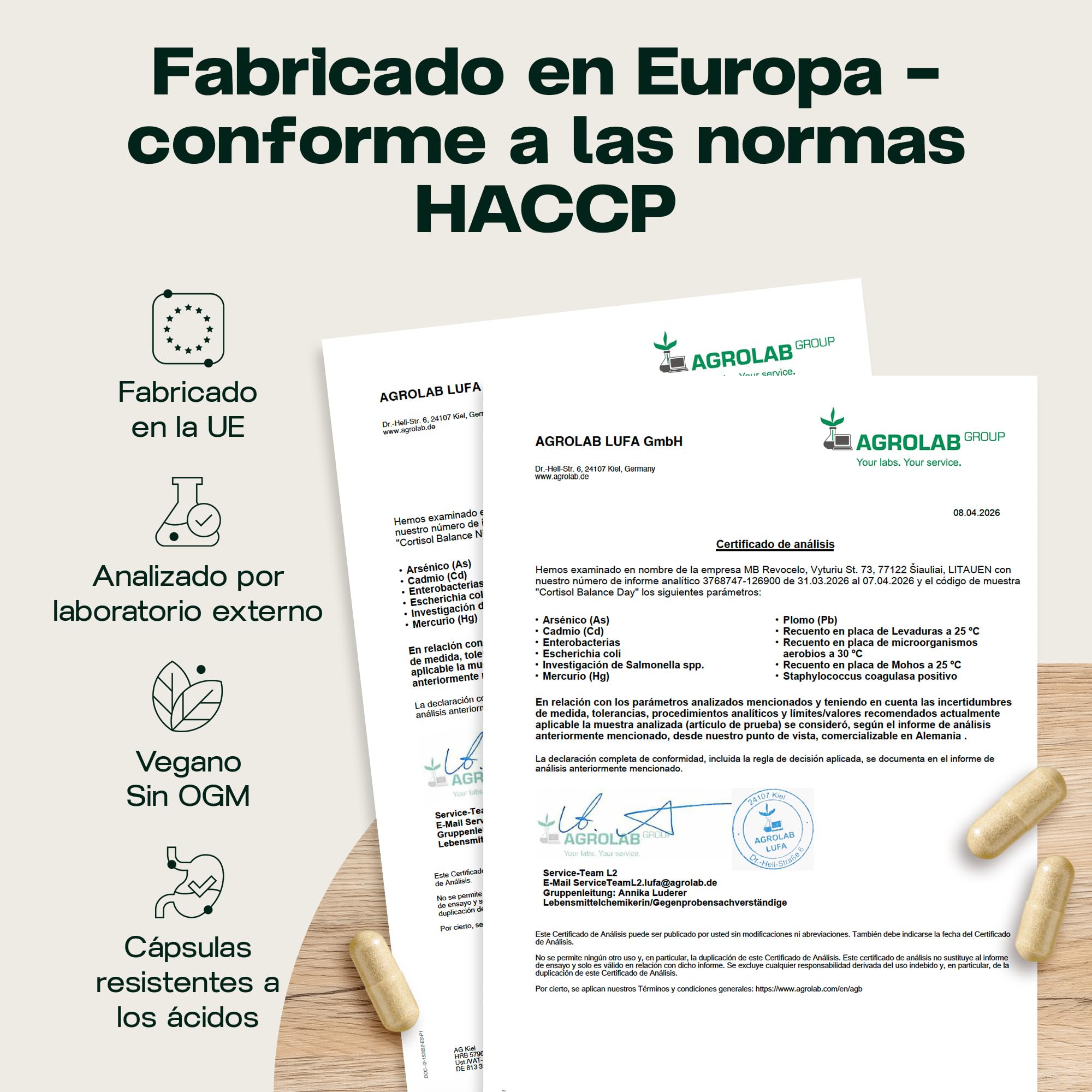 Cortisol Balance - Fórmula antiestrés - KSM-66® Ashwagandha, L-teanina | 6+ adaptógenos sistema de 2 frascos para relajación y concentración, testado en laboratorio, EU, 120 cápsulas