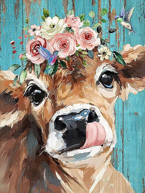 Paint by Numbers for Adults, Cow Paint by Numbers for Kids Beginner,Paint Canvas Oil Painting for Highland Cow Wall Art 12x16in