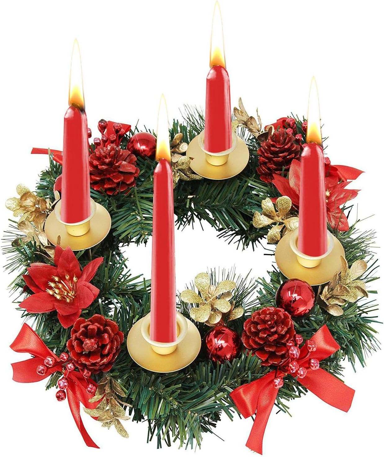 Candle Holder Wreaths | Centerpiece Decoration Candle Wreaths - Kitchen Cabinet Table Centerpieces, Rings for Christmas