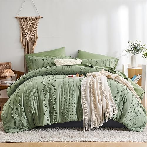 Miniatura 3 de sponwilar Juego de edredón tamaño King de 7 piezas de ropa de cama bohemia en una bolsa, juego de ropa de cama con textura geométrica, juego de ropa