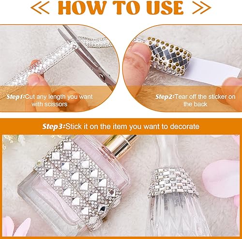 Miniatura 4 de Cintas autoadhesivas de diamantes de imitación de 4 yardas 4 estilos cinta de diamantes de imitación de cristal cinta brillante cinturón de diamante