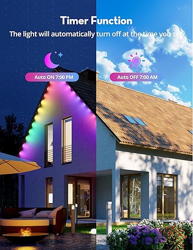 Miniatura 7 de RGB+IC - Luces permanentes para exteriores, 100 pies, luces de alero inteligente, luces de cadena, IP67 impermeable para casa, jardín, decoración de