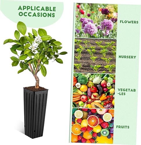 Miniatura 4 de Yardwe 50 macetas profundas para árboles, bolsas de cultivo de cítricos de 11.2 pulgadas, macetas de plástico con agujeros para plantas de interior