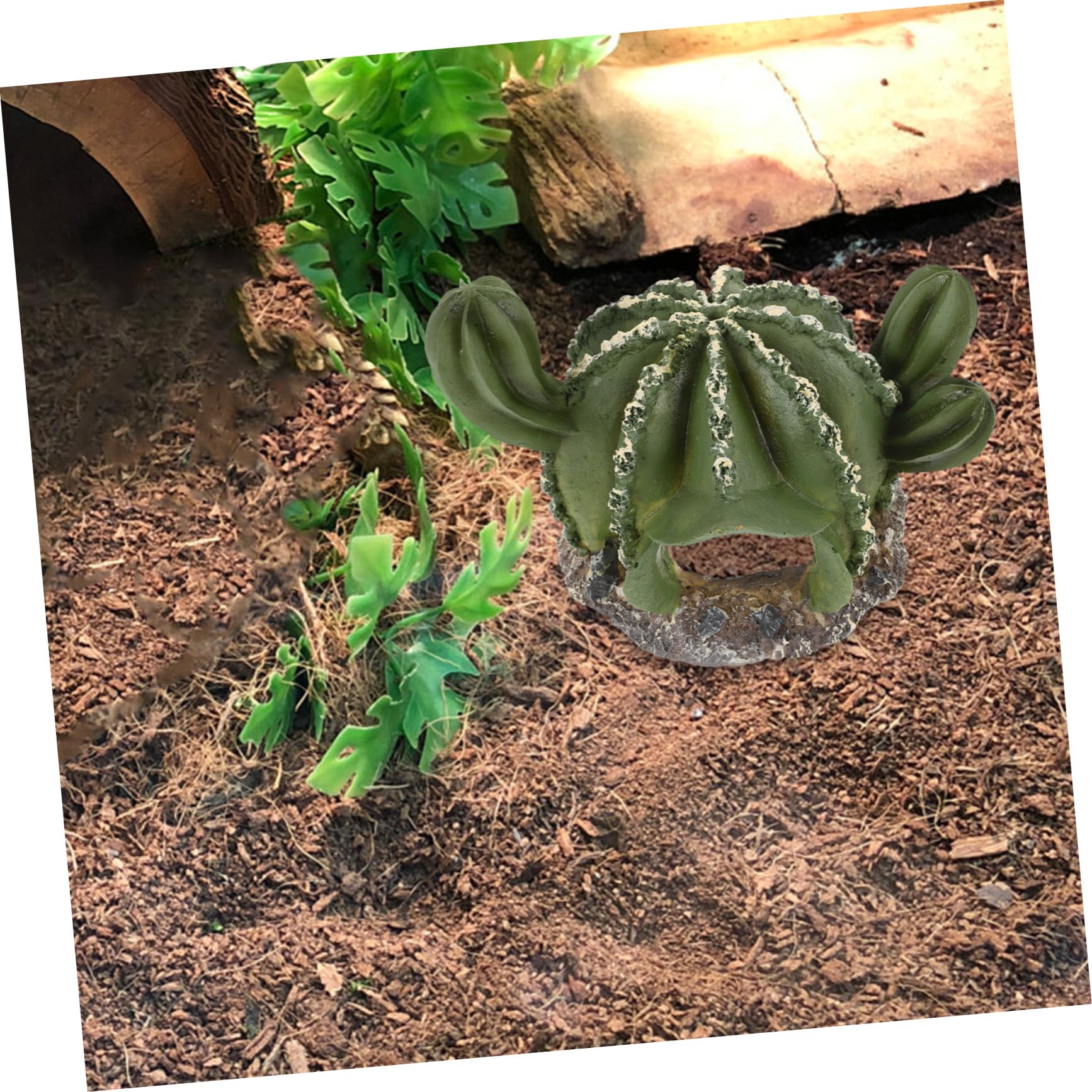 INOOMP 4piezas Cueva Decorativa para Reptiles Forma De Cactus Refugio De Resina para Geckos y Serpientes Accesorio Multifuncional para Terrarios y Acuarios