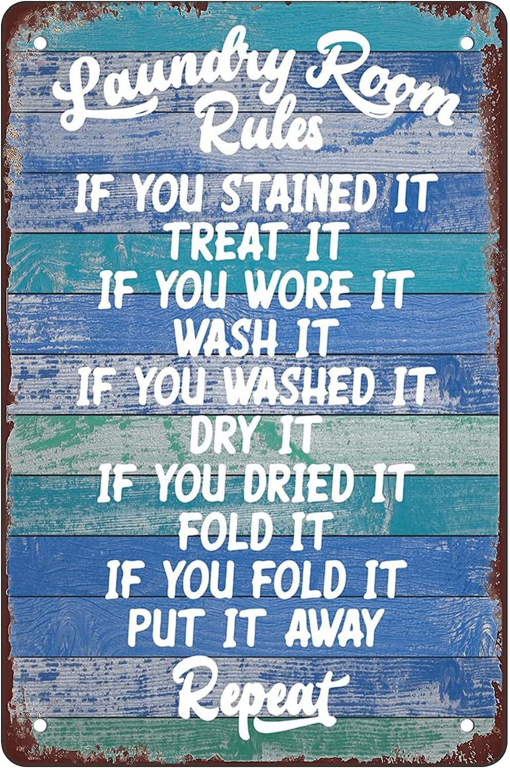 Laundry Room Rules Metal Tin Sign Funny Novelty Retro Wall Decor Retro Metal Tin Sign 8X12 inches