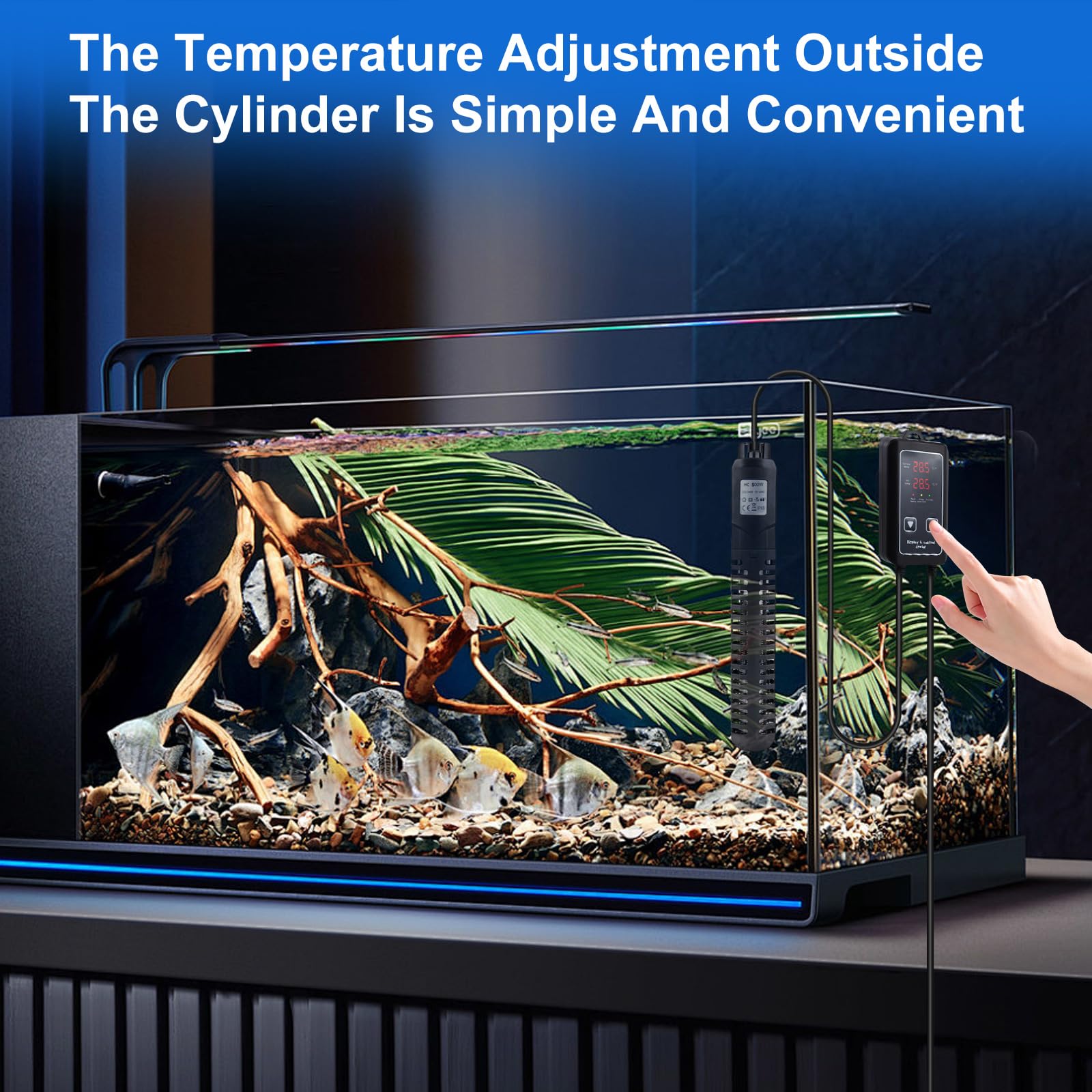 Riscaldamento intelligente per acquario, regolatore digitale di temperatura 18-35°C, doppia protezione impermeabile, 300W/500W, installazione verticale o orizzontale