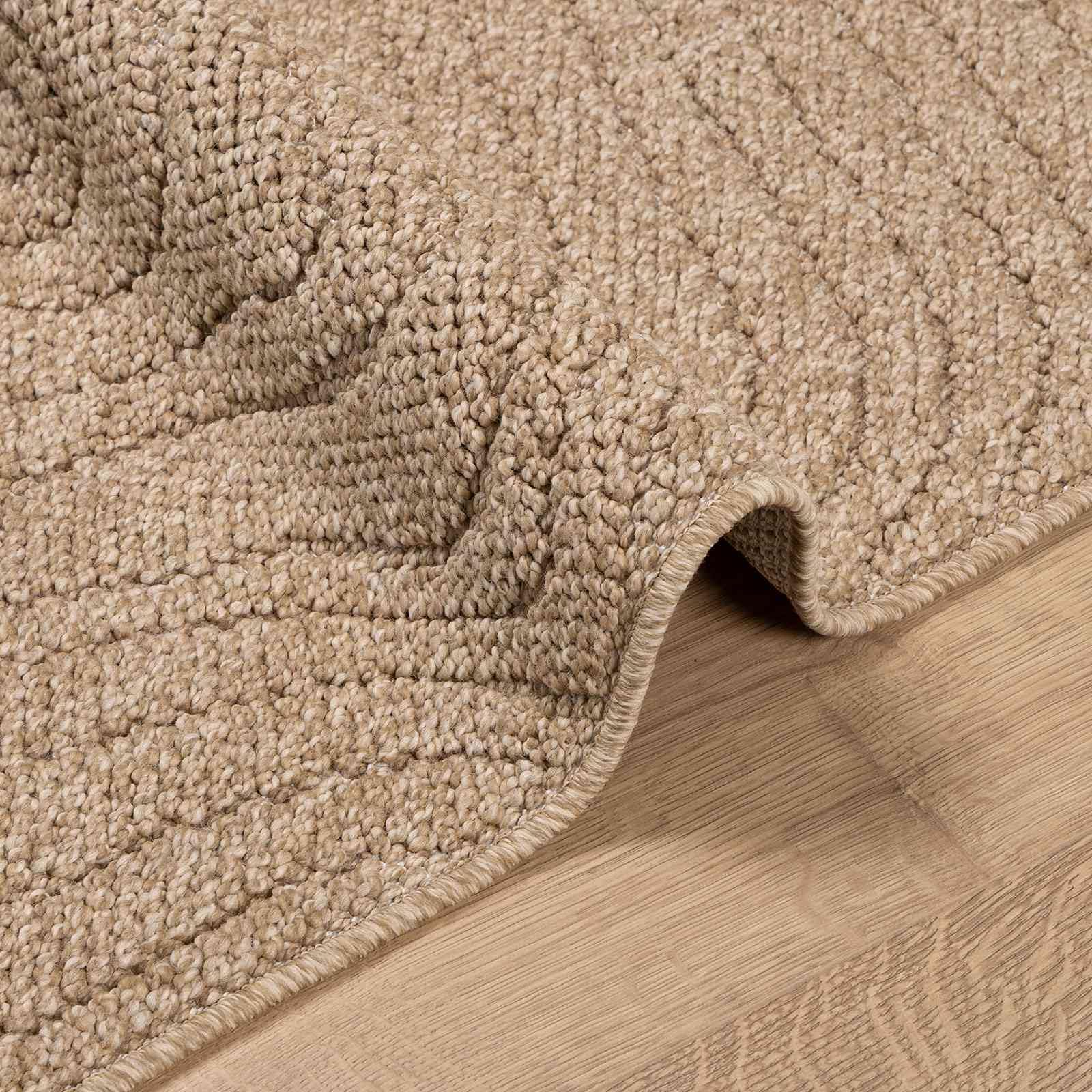 Alfombra de poliéster natural, 230 x 160 cm | Parte trasera antideslizante, lavable a máquina a 60 grados, con tratamiento antiruido, para interior y exterior
